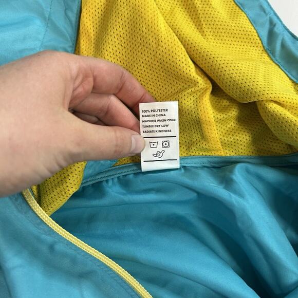 Dutch Bros Coffee Men Jacket M Blue Colorblock Windbreaker Hooded 1/4 Zip - Picture 9 of 9